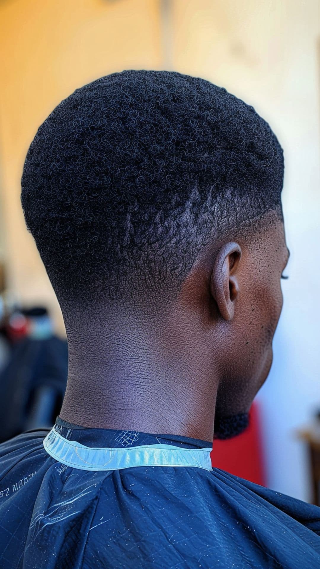 A black man with a tapered haircut.