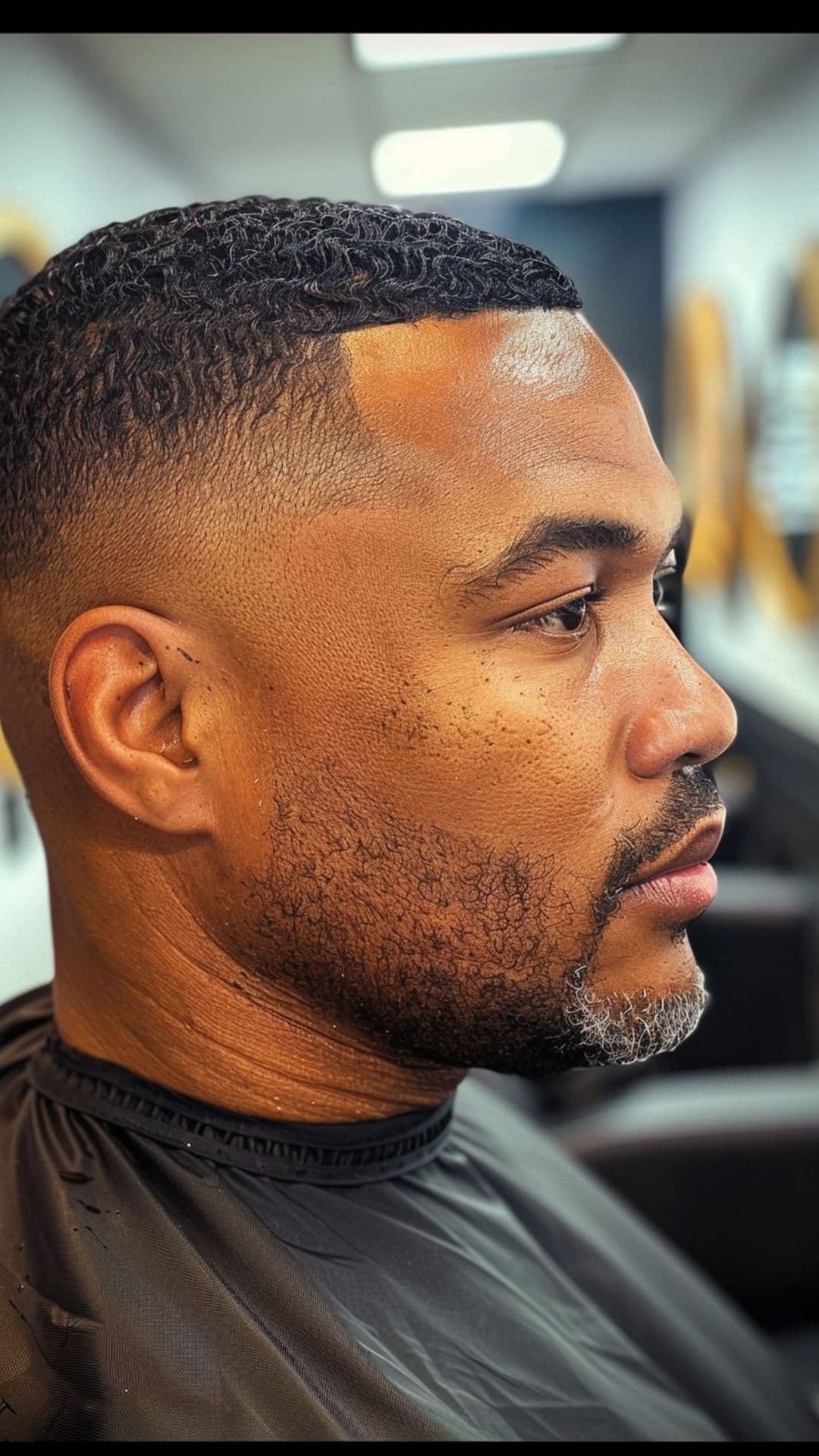 A black man posing with a faded haircut.