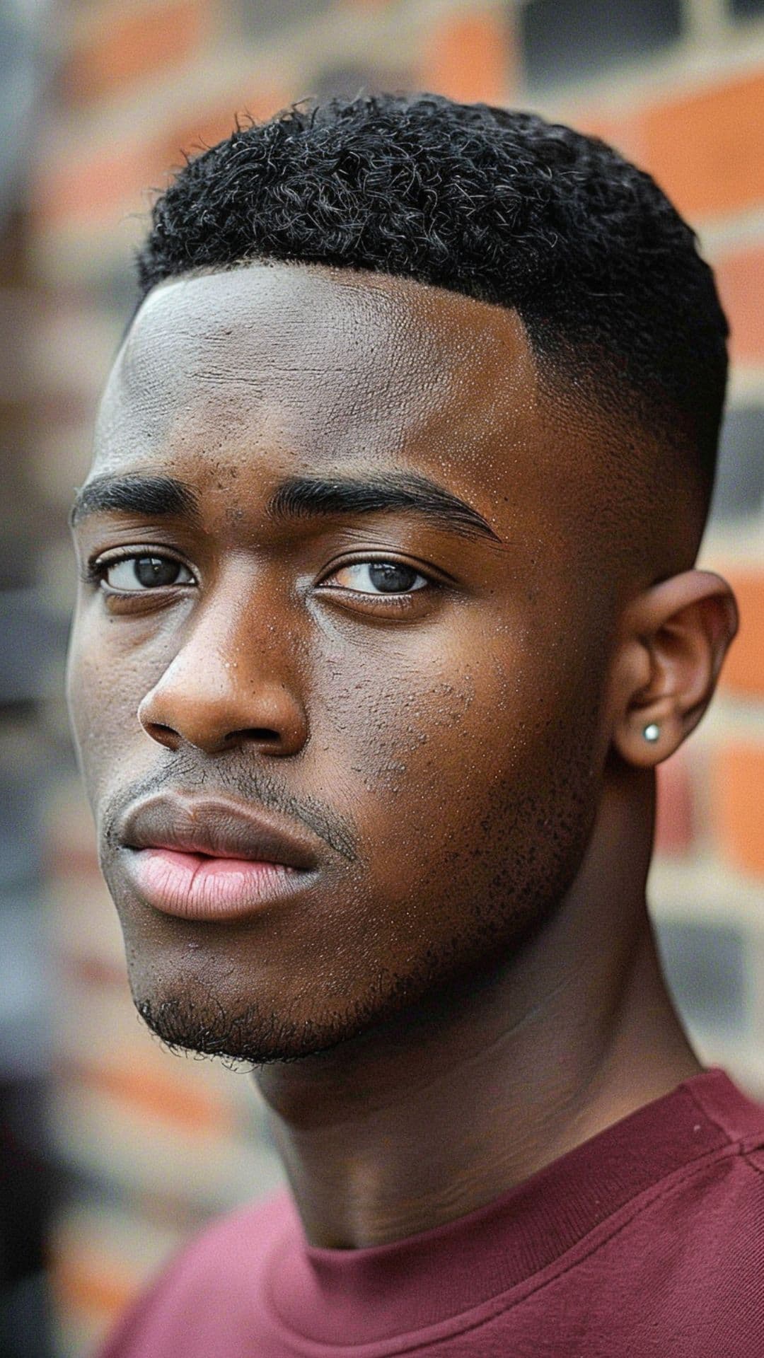 A black man posing with a short haircut.